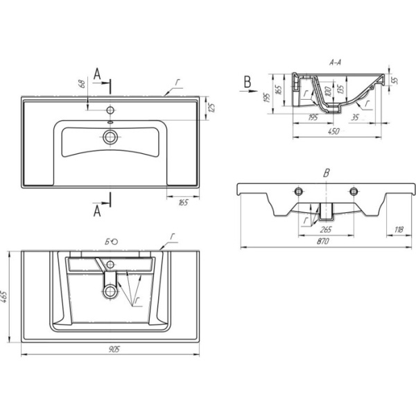 Раковина Bellezza Грэйс-90 4660018641617"